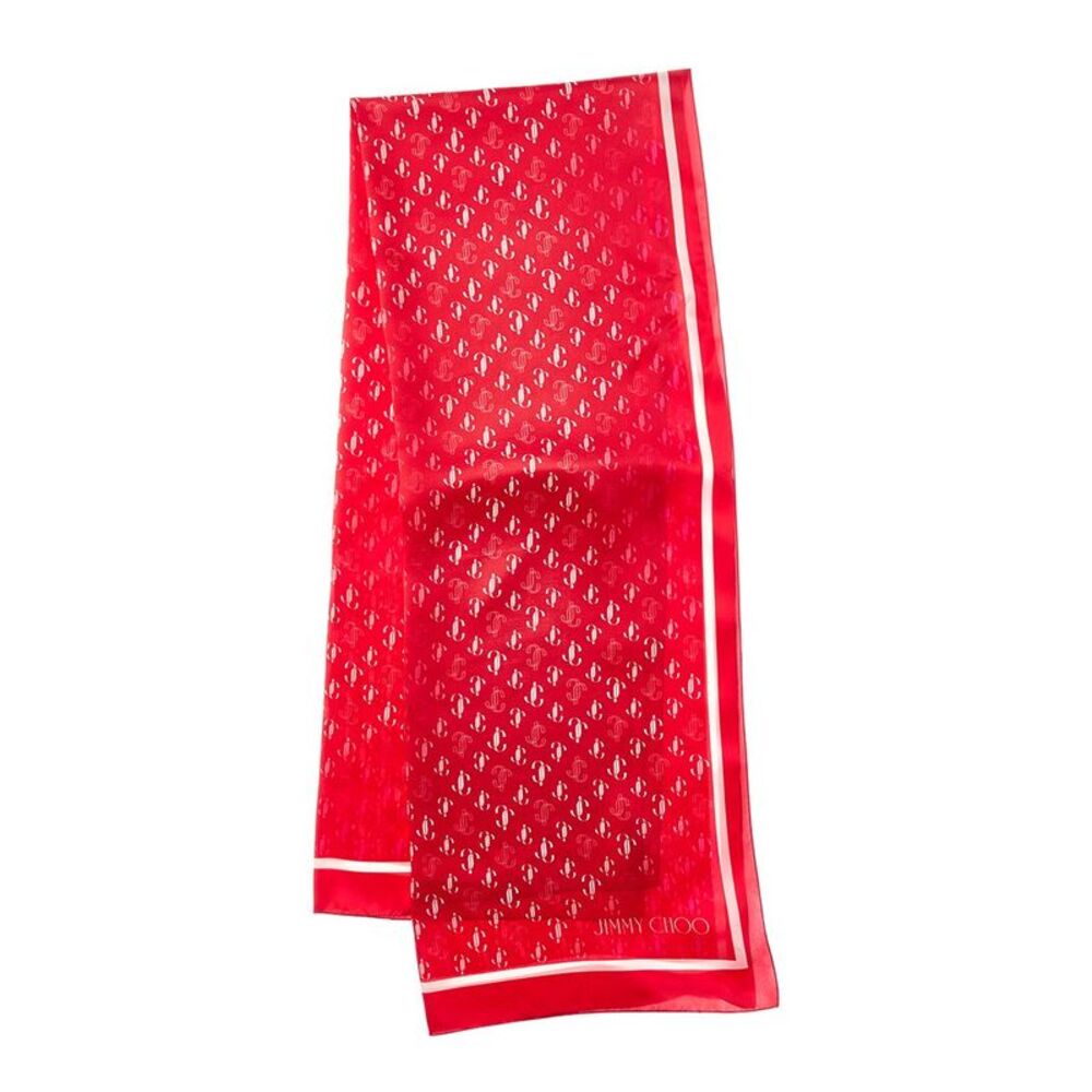Jimmy Choo Logo Silk Scarf, Red